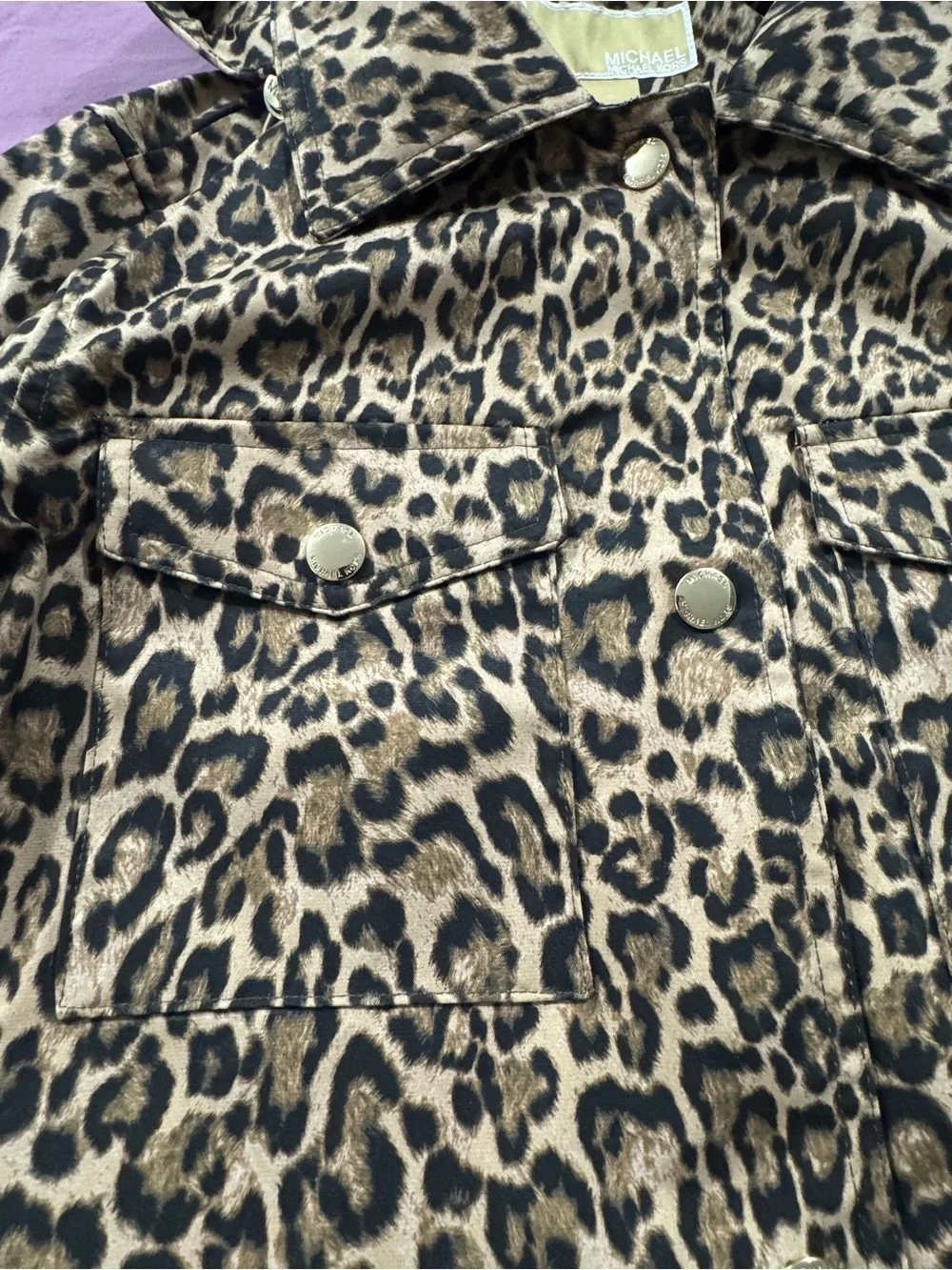 NWT Michael Kors Leopard Print Hooded Anorak Jacket, Size M